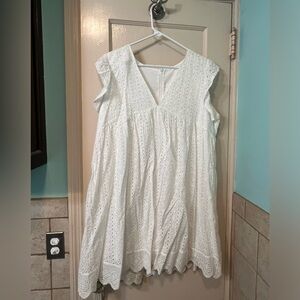 Eyelet dress with built-in shorts